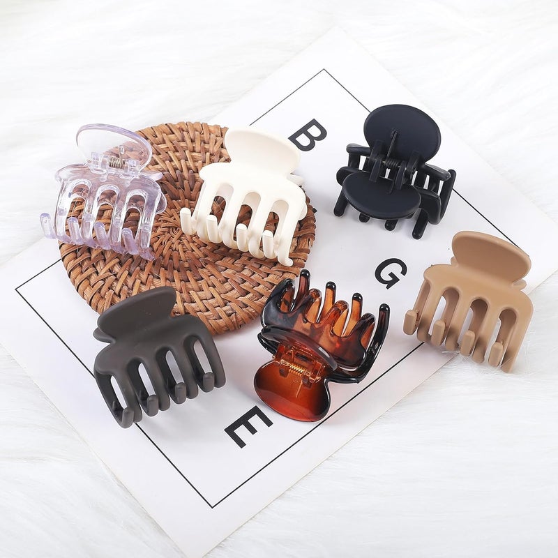 USDNICE 6 Pcs Hair Clips Small Claw Clips for Thin Hair Medium Matte Non-slip Hair Accessories for Women and Girls (Transparent) - Image 3